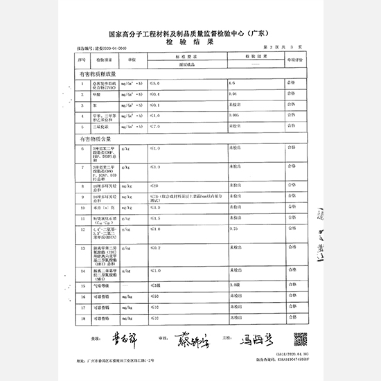 硅PU球场材料样块检测报告2